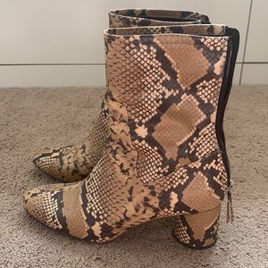 Lulus faux snake skin sock booties